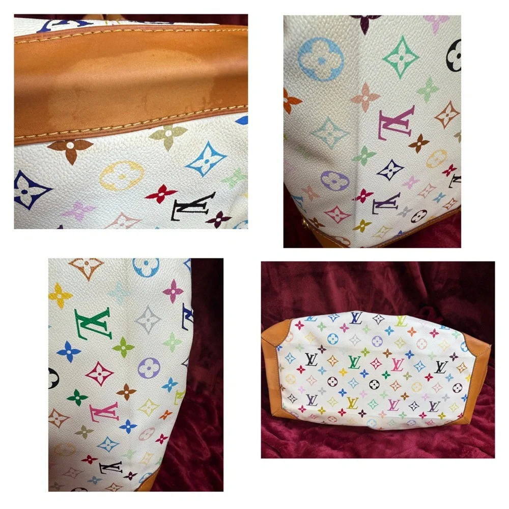Louis Vuitton White Multicolor Monogram Handbag with Callouts